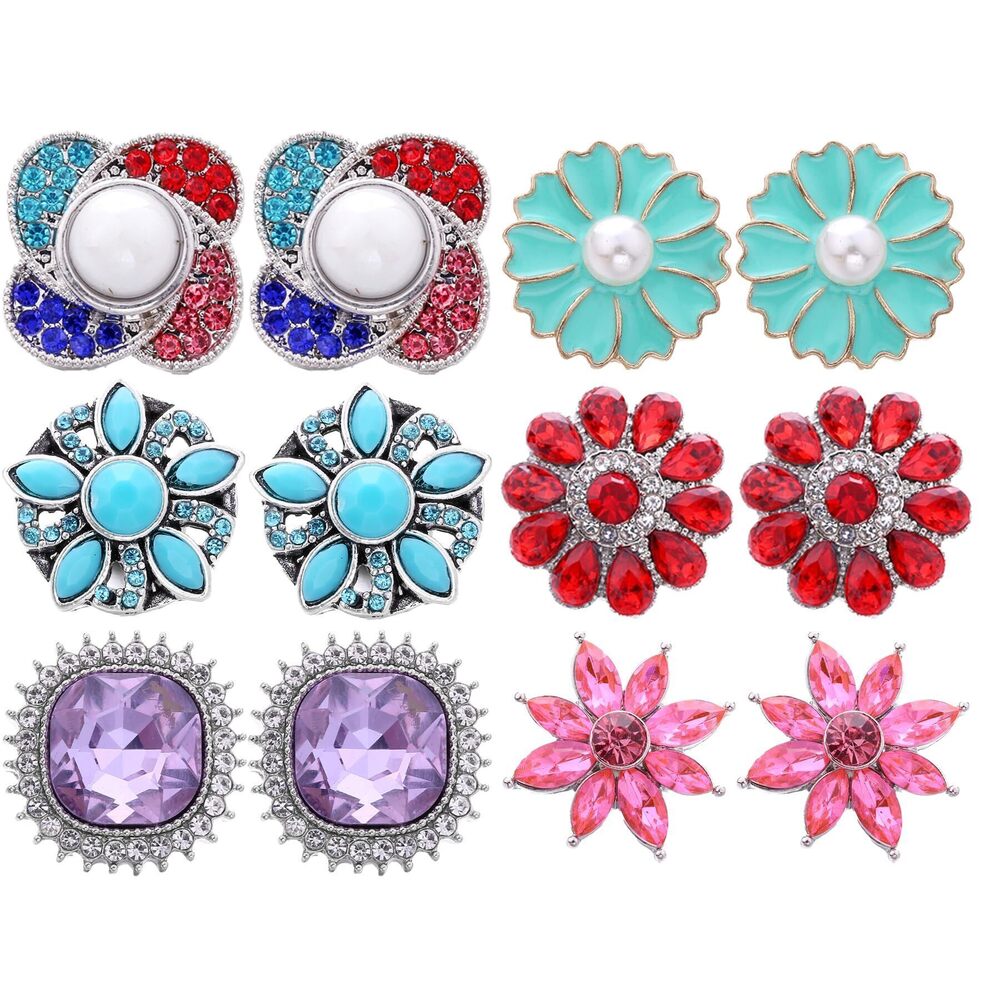 3617 6 Style of 12pcs Rhinestones Snaps Jewelry Charms Ginger Buttons